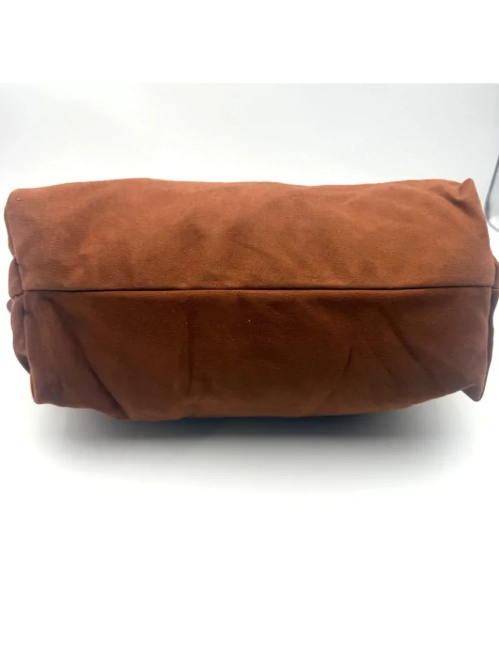 Sondra Roberts Squared Brown Slouch Hobo Shoulder Bag Faux Suede Zip Purse